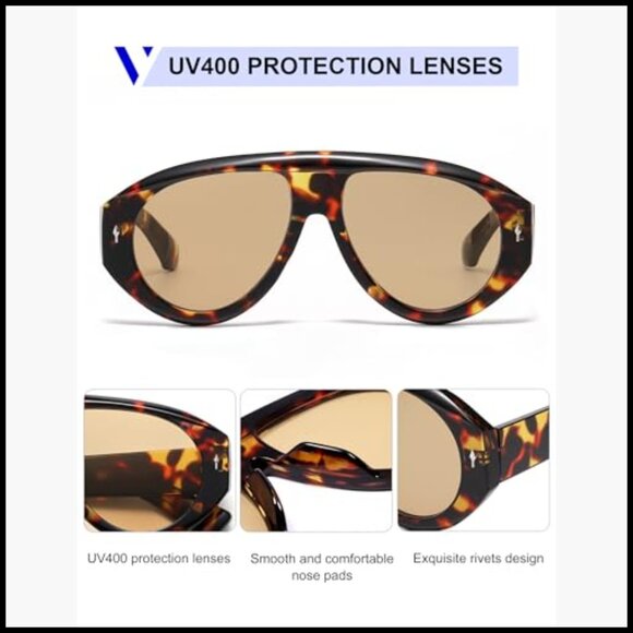 Plastic Aviator Sunglasses with UV400 Protection for Outdoor Activities